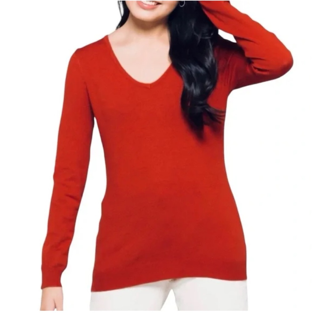 Stitch Fix x Love Ellie Women's Burnt Orange V-Neck Sweater Size XL NWOT